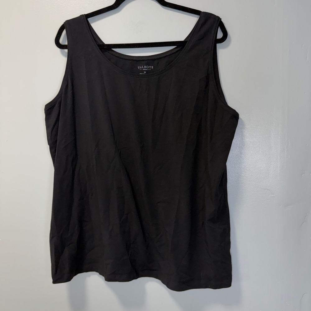 Talbots Woman Black Cotton Spandex Scoop Neck Tank Top 2X